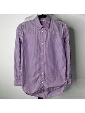 Sandro Paris Striped Button Up Shirt Womens Size 1 Small Purple White